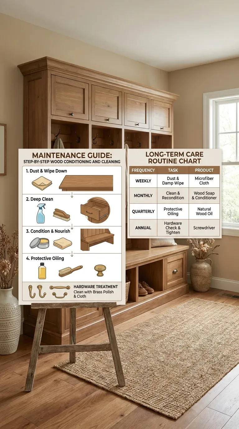 Hall tree maintenance guide - hinge and drawer glide lubrication steps