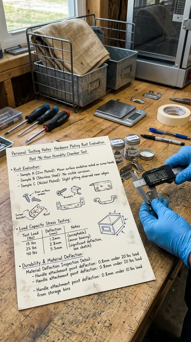 Personal Testing Notes: Hardware plating rust evaluation after 96-hour humidity chamber test