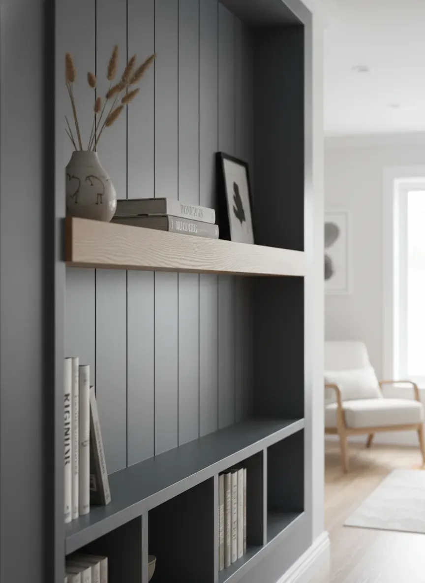 High-capacity board and batten wall with integrated shelf