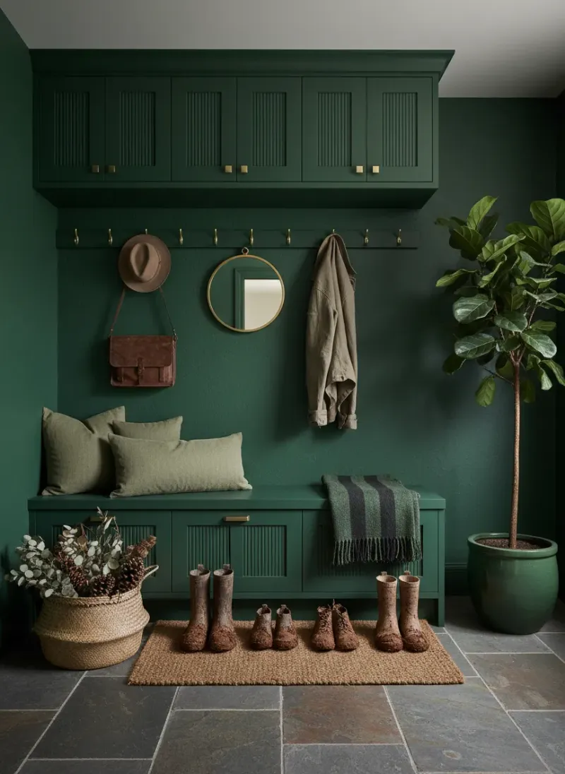 Professional SEO visualization for 15 Forest Green Mudroom Ideas for a Bold, Earthy Entryway