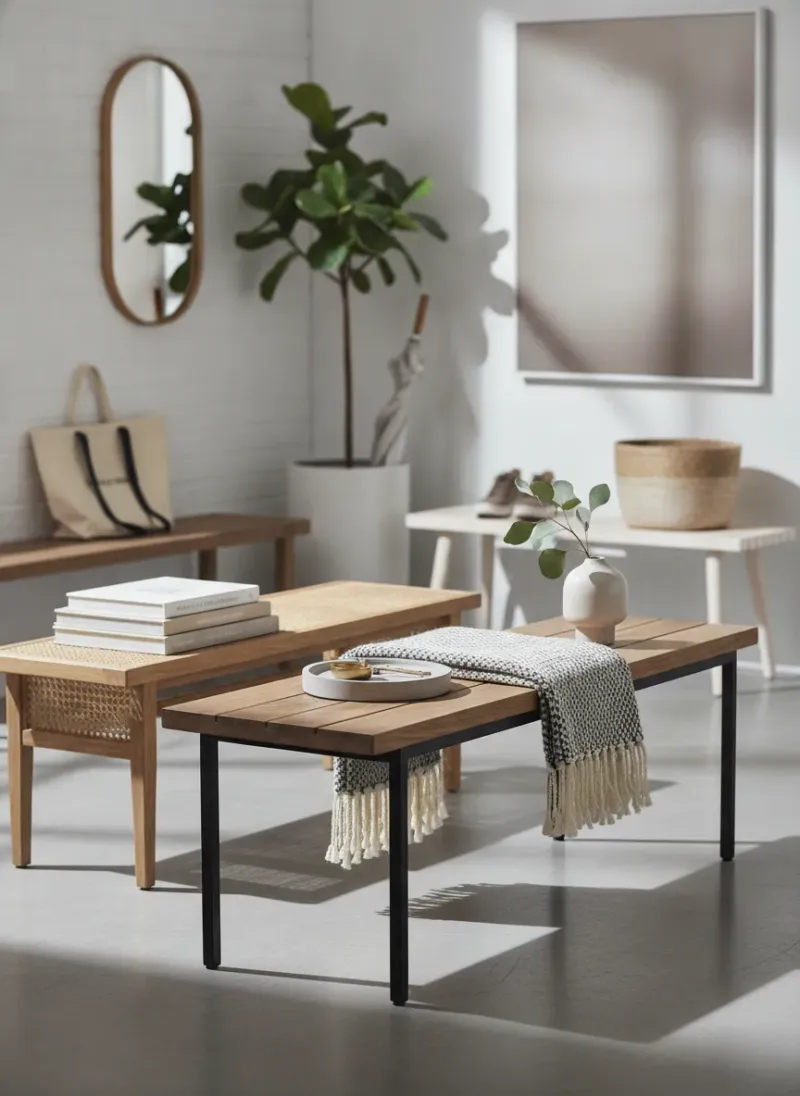 Professional SEO visualization for 15 Stylish Narrow Entry Benches Perfect for Small Spaces