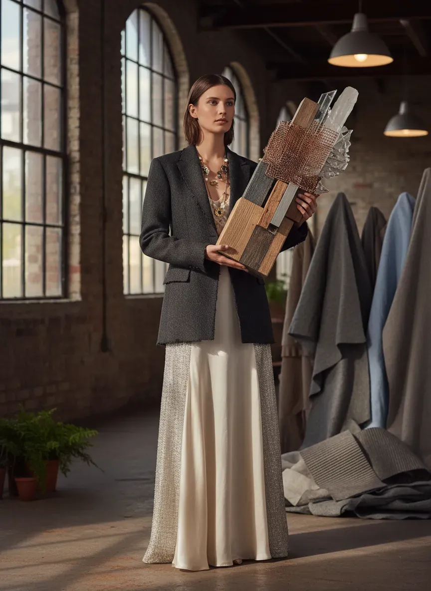 Visualizing the Industrial Soft aesthetic with mixed materials