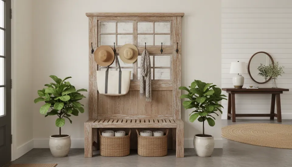 7 Stunning Farmhouse Hall Trees That Define Rustic Entryway Charm