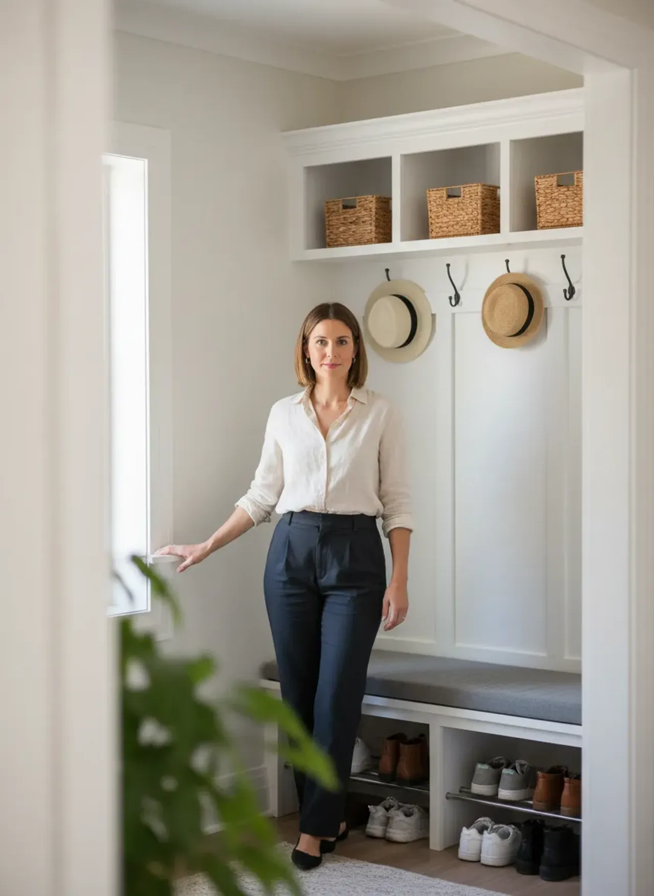 Professional SEO visualization for Adding Crown Molding and Trim to Elevate Your DIY Entryway Organization Look