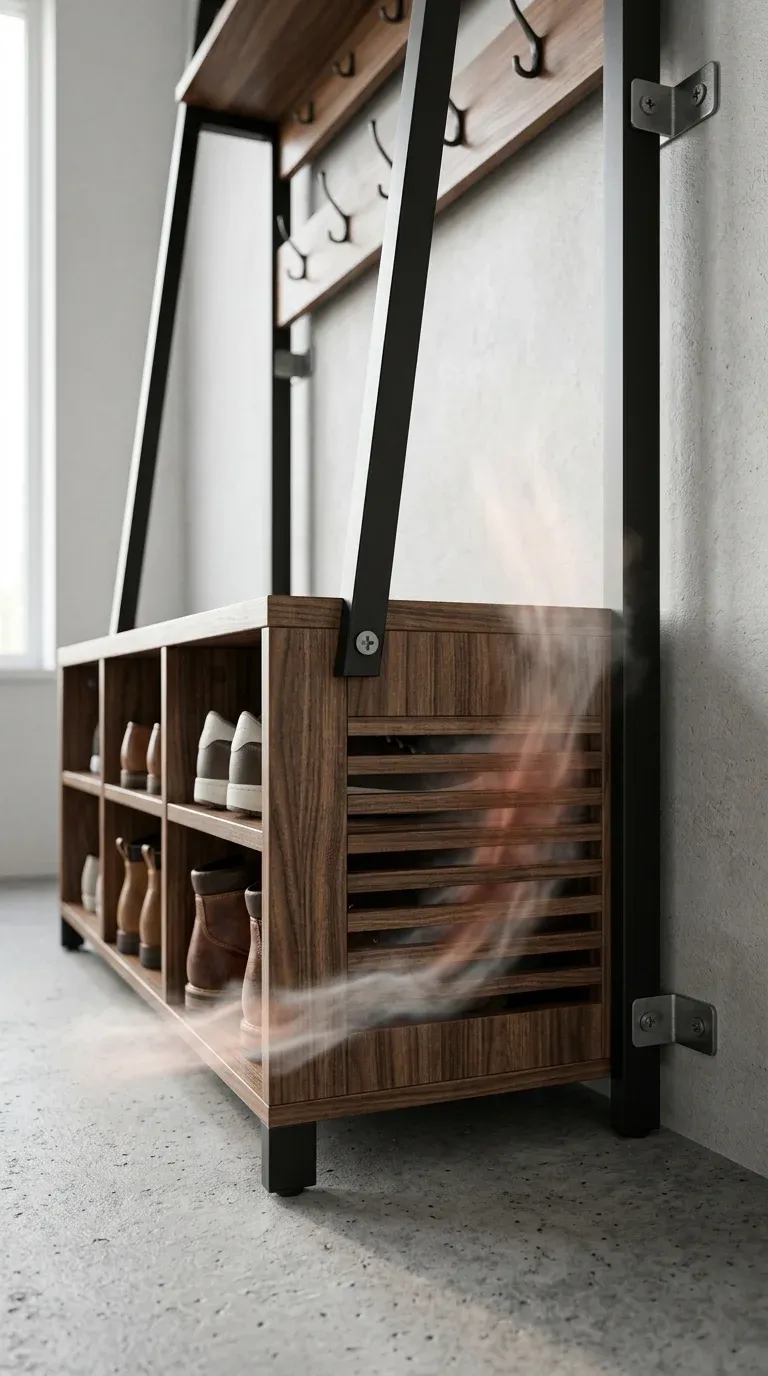 Original Photography: Airflow pathway optimization in ventilated lower shoe cubbies