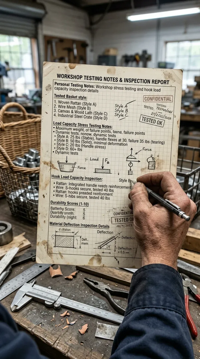 Personal Testing Notes: Workshop stress testing and hook load capacity inspection details
