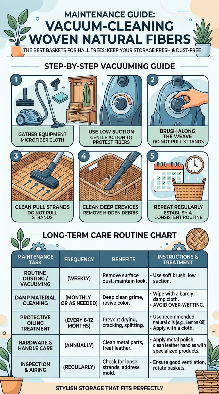 Maintenance Guide: Vacuum-cleaning woven natural fibers to remove dust and debris