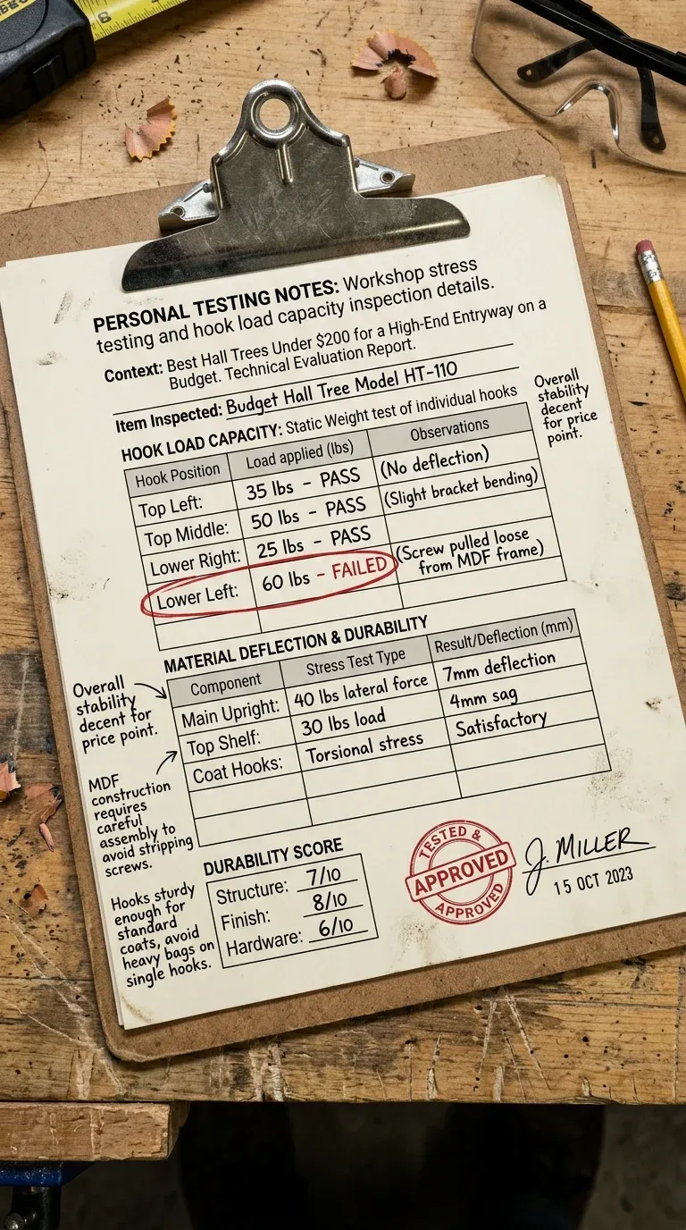 Personal Testing Notes: Workshop stress testing and hook load capacity inspection details
