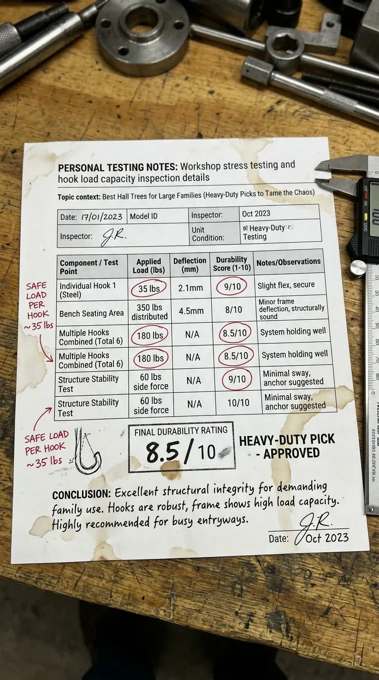 Personal Testing Notes: Workshop stress testing and hook load capacity inspection details