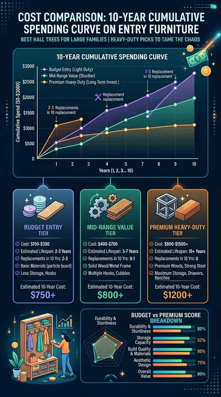 Cost Comparison: 10-year cumulative spending curve on entry furniture