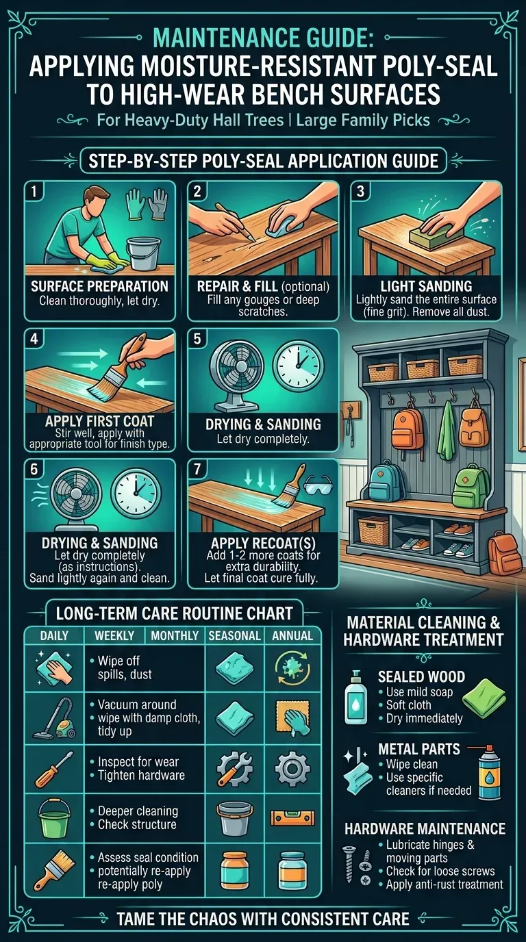 Maintenance Guide: Applying moisture-resistant poly-seal to high-wear bench surfaces