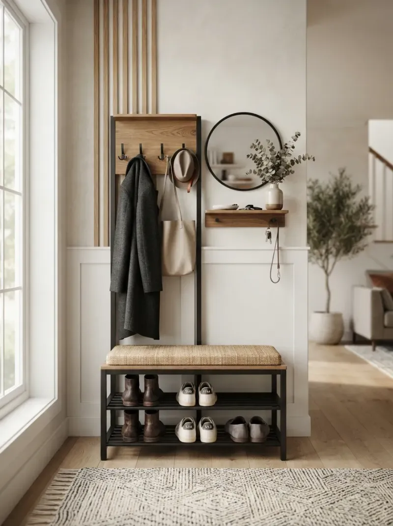 Professional SEO visualization for The Best Hall Trees with Shoe Storage to Declutter Your Entryway