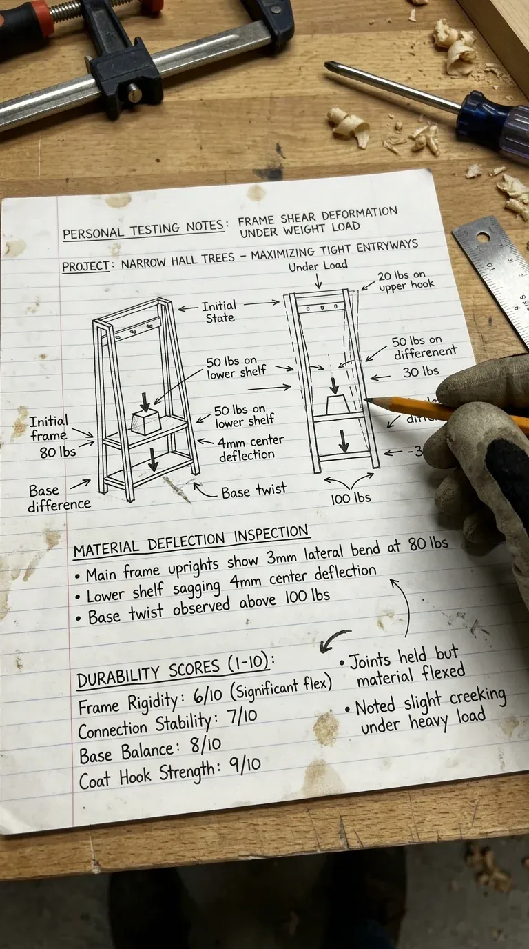 Personal Testing Notes: Frame shear deformation under weight load