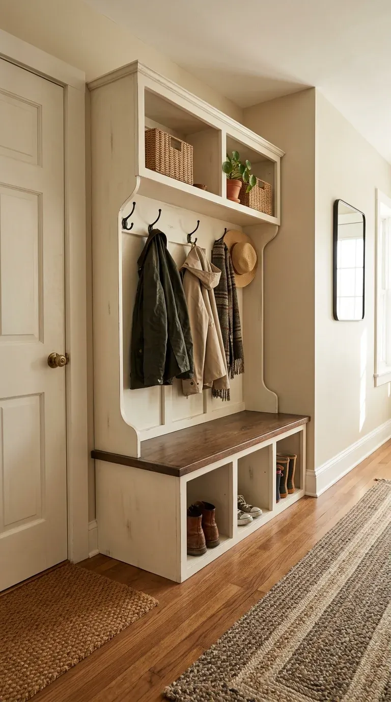 Original Photography: Finished mudroom setup