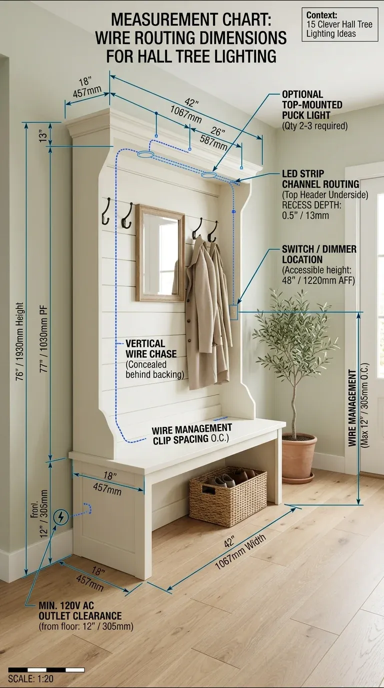Measurement Chart: Wire routing dimensions