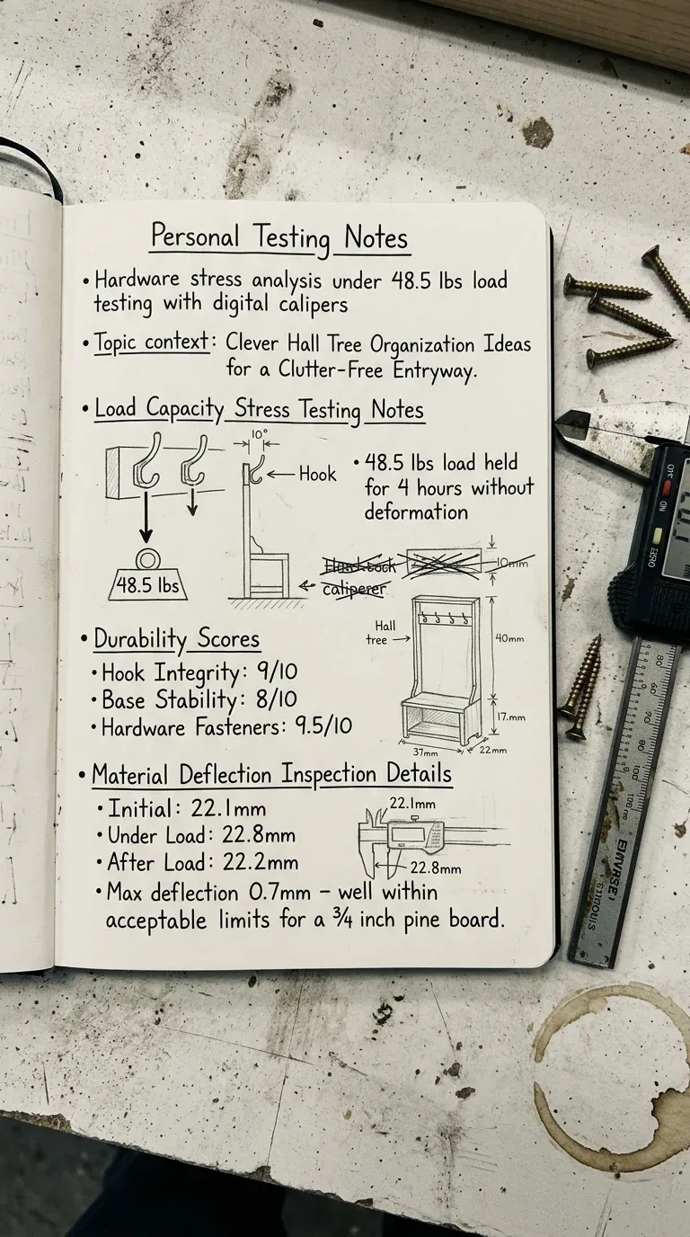 Personal Testing Notes: Hardware stress analysis under 48.5 lbs load testing with digital calipers