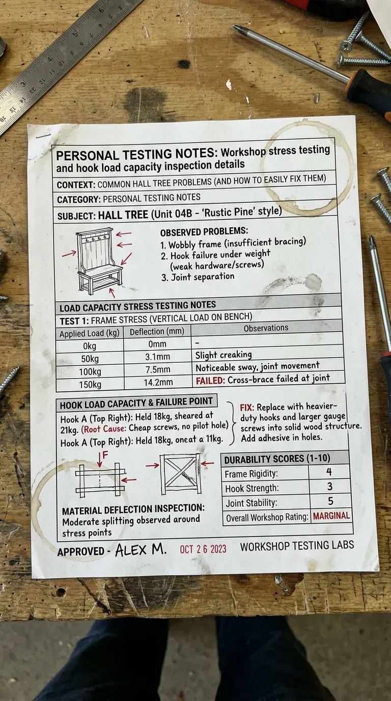 Personal Testing Notes: Workshop stress testing and hook load capacity inspection details