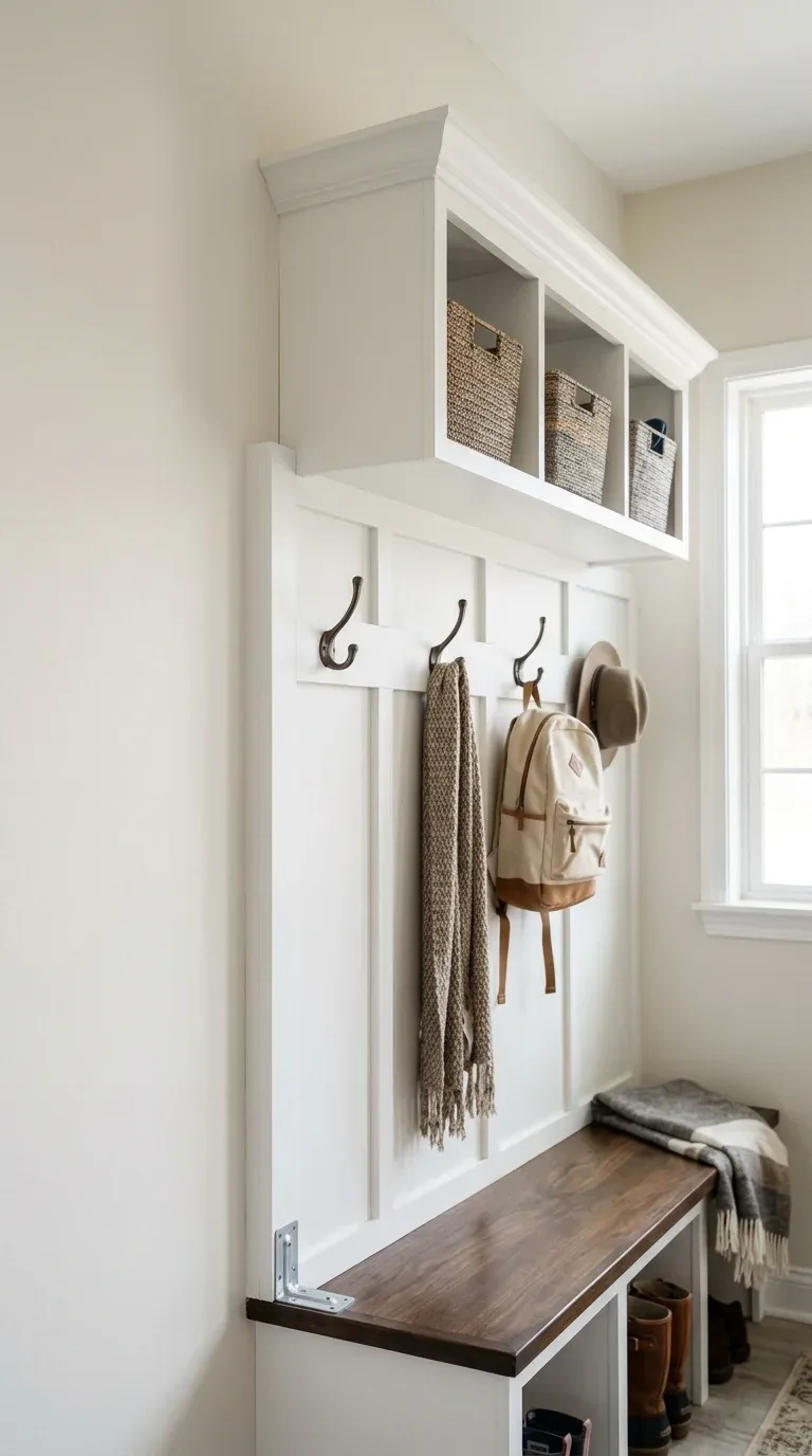 Original Photography: Modular mudroom storage installation wall anchors