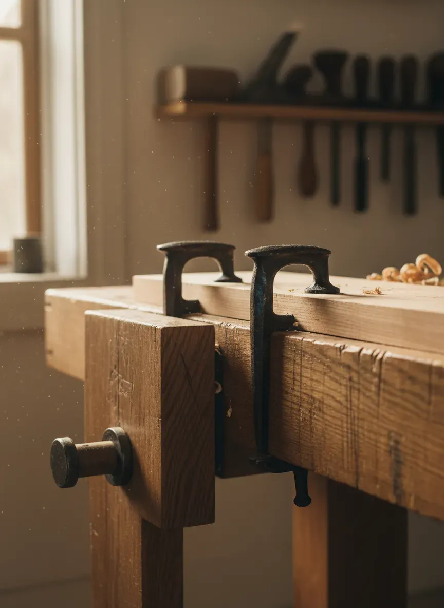 Using holdfasts on the front apron of a Nicholson bench