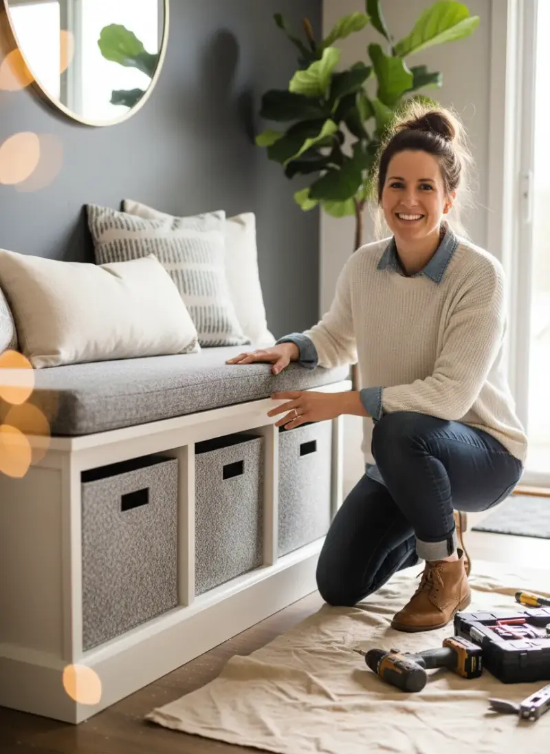 DIY Entryway Bench Storage