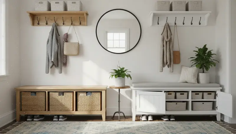 DIY Entryway Benches with Storage