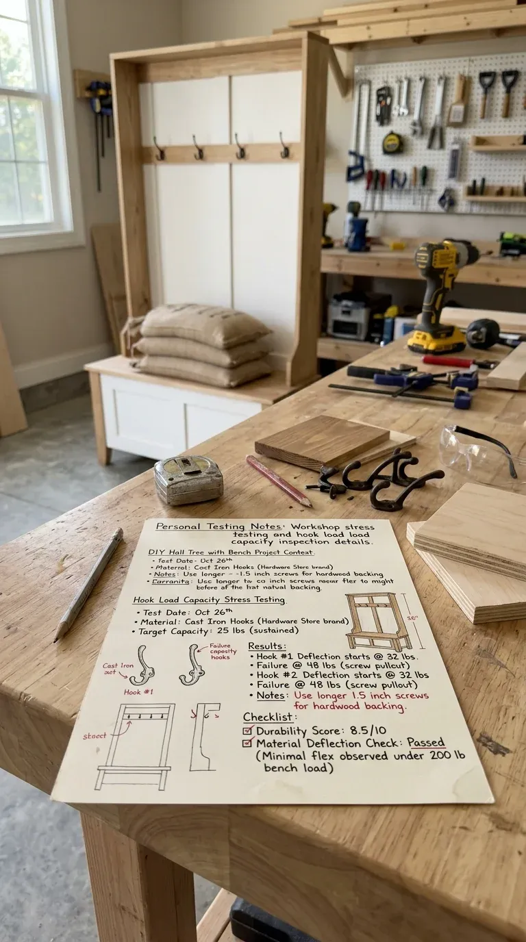Personal Testing Notes: Workshop stress testing and hook load capacity inspection details