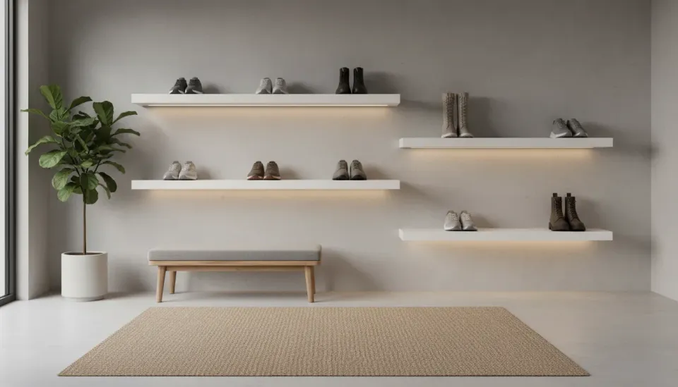 Floating Shoe Shelves: Modern and Space-Saving Smart Shoe Storage