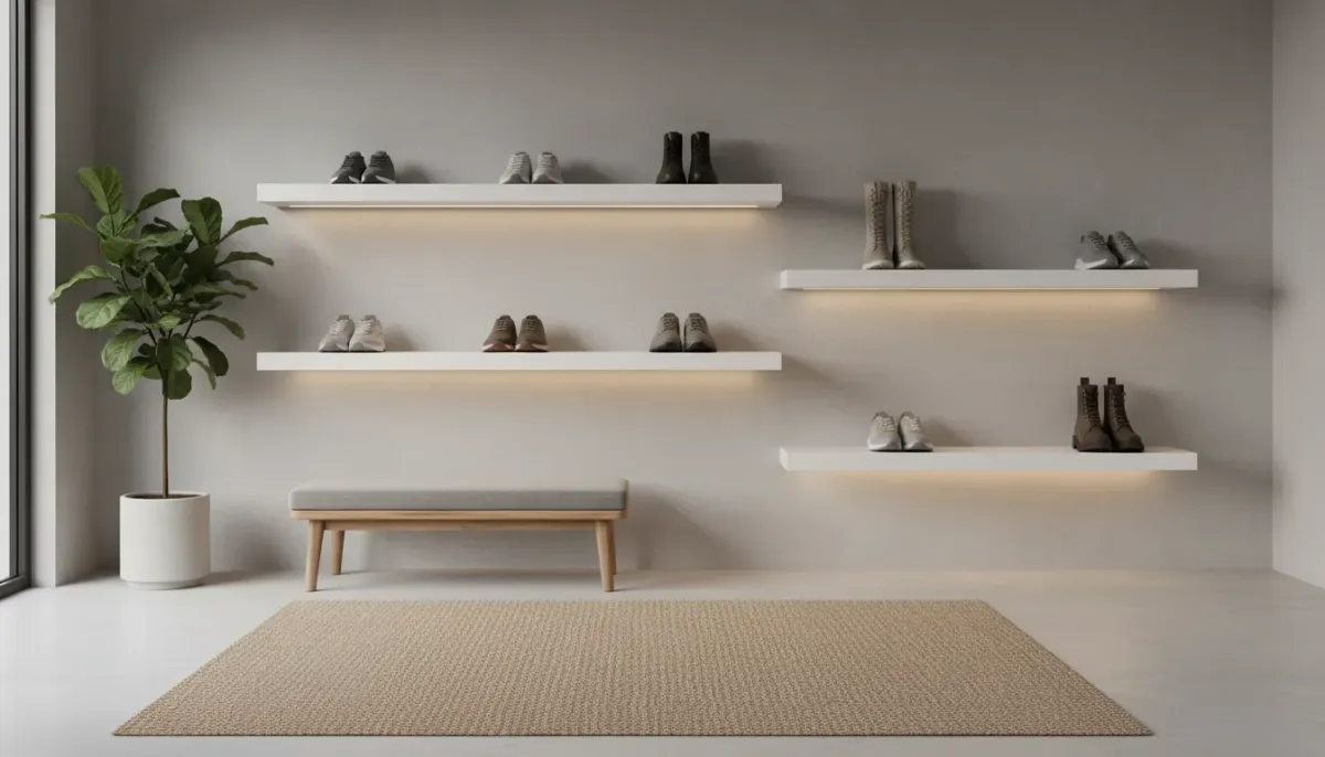 Floating Shoe Shelves: Modern and Space-Saving Smart Shoe Storage