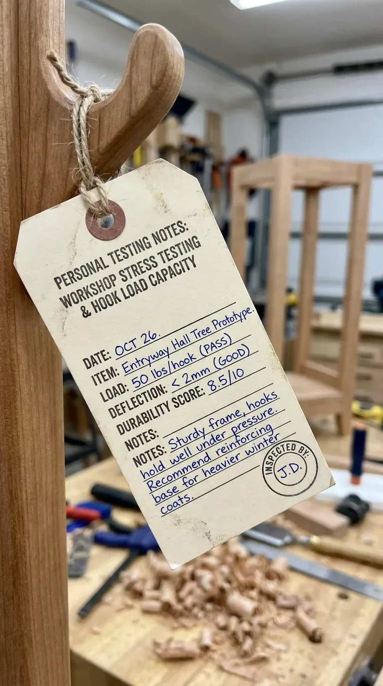 Personal Testing Notes: Workshop stress testing and hook load capacity inspection details