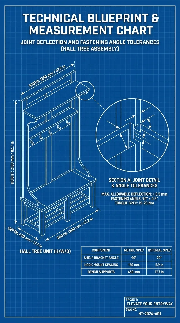 Measurement Chart: Joint deflection and fastening angle tolerances