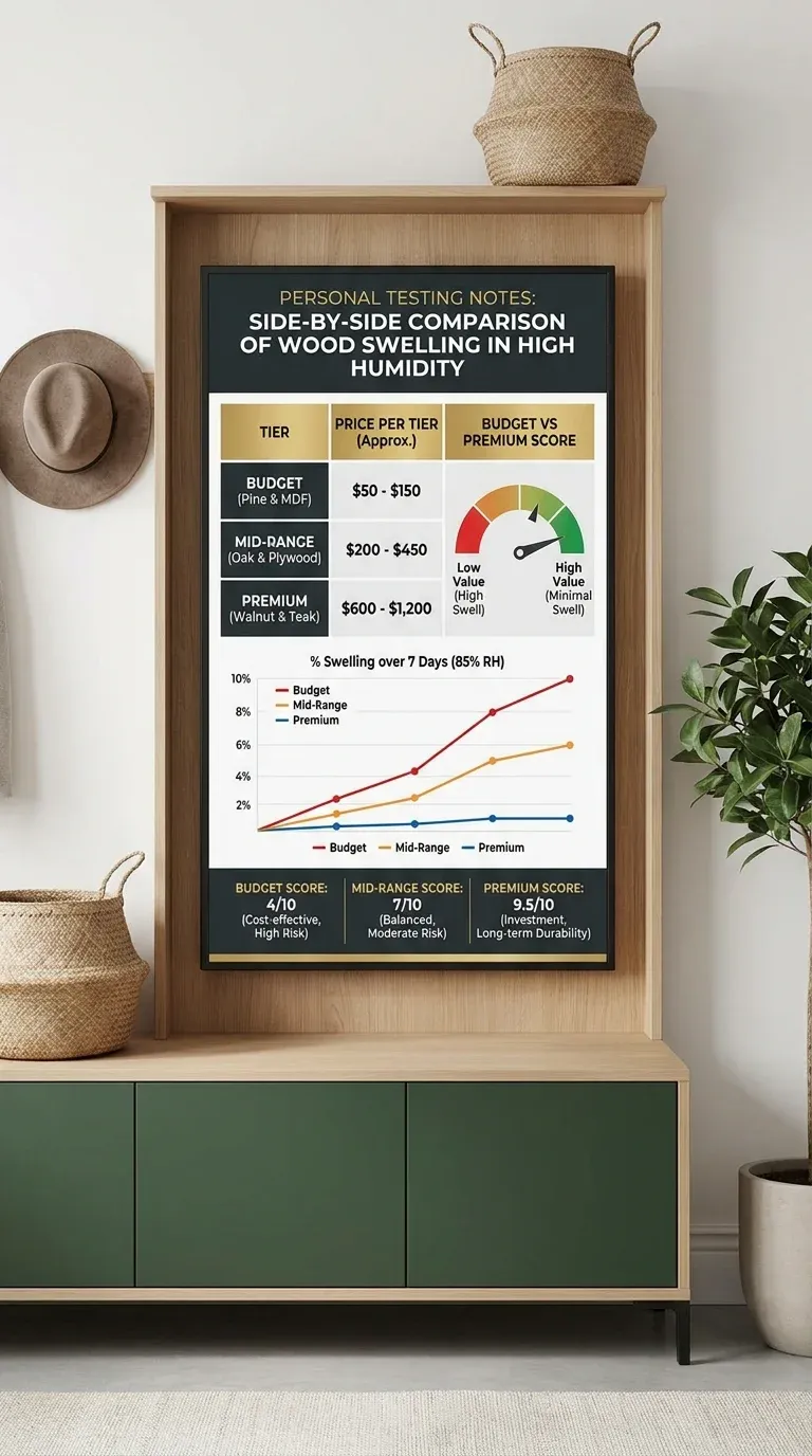 Personal Testing Notes: Side-by-side comparison of wood swelling in high humidity