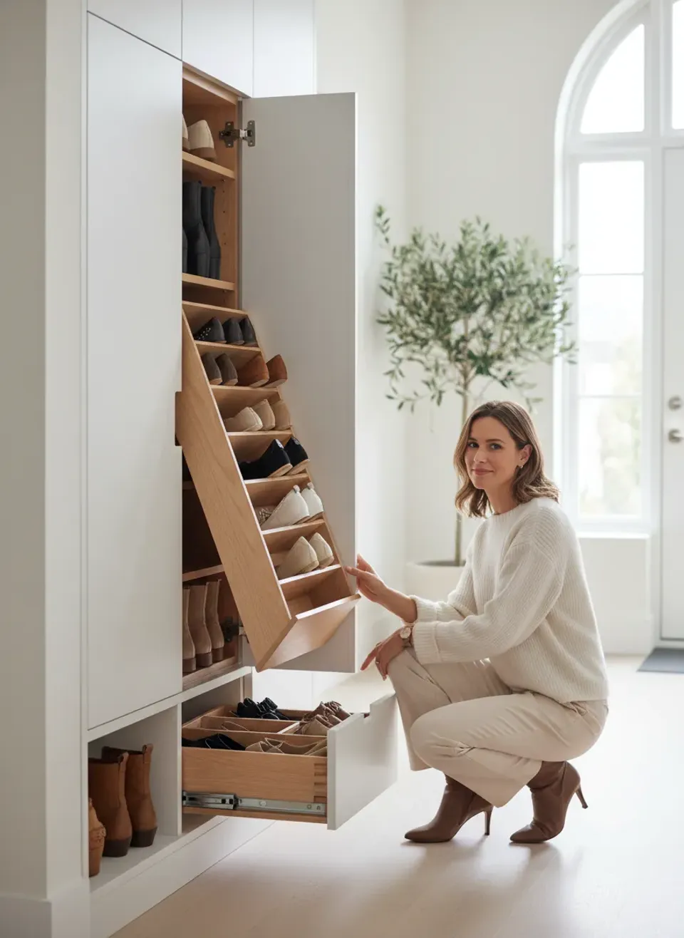 Hidden Shoe Storage Solutions for Built-In Entryway Organization Systems