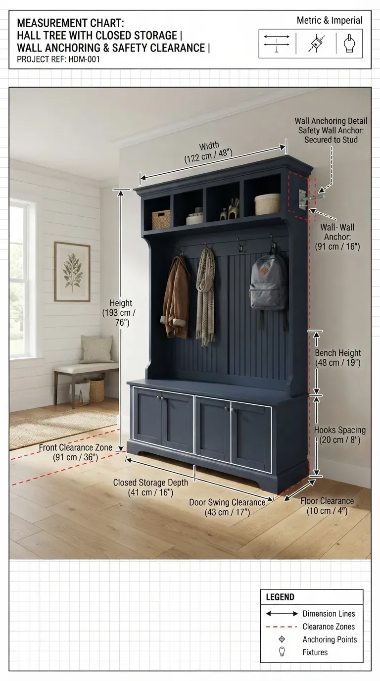 Measurement Chart: Wall anchoring and safety clearance