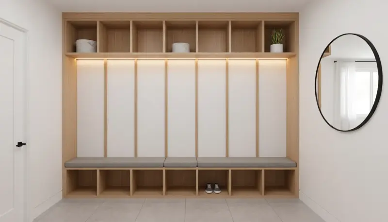 Integrating Modern Mudroom Lockers into Minimalist Home D...