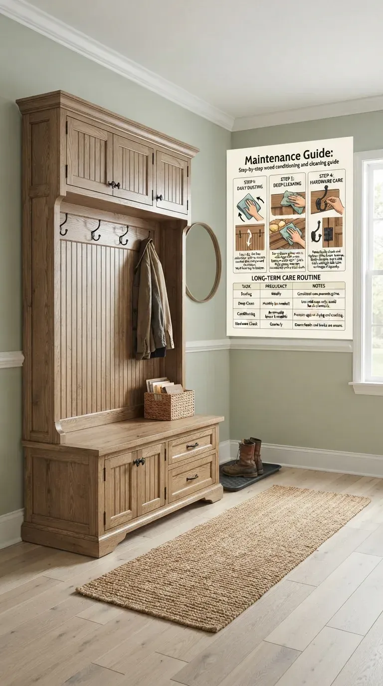 Hall tree wood conditioning and drawer glide lubrication maintenance guide