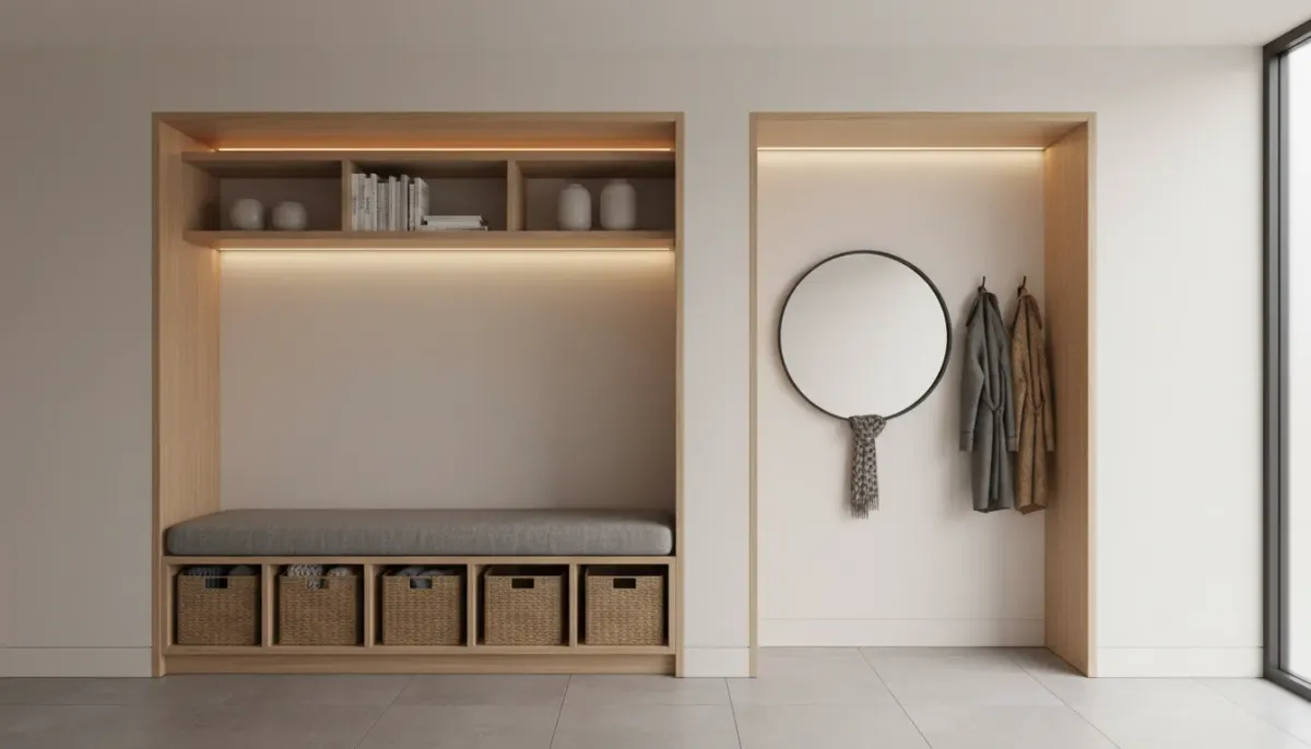 Maximizing Storage Space with Built-In Entryway Nooks and Niches