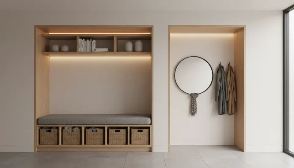 Maximizing Storage Space with Built-In Entryway Nooks and Niches