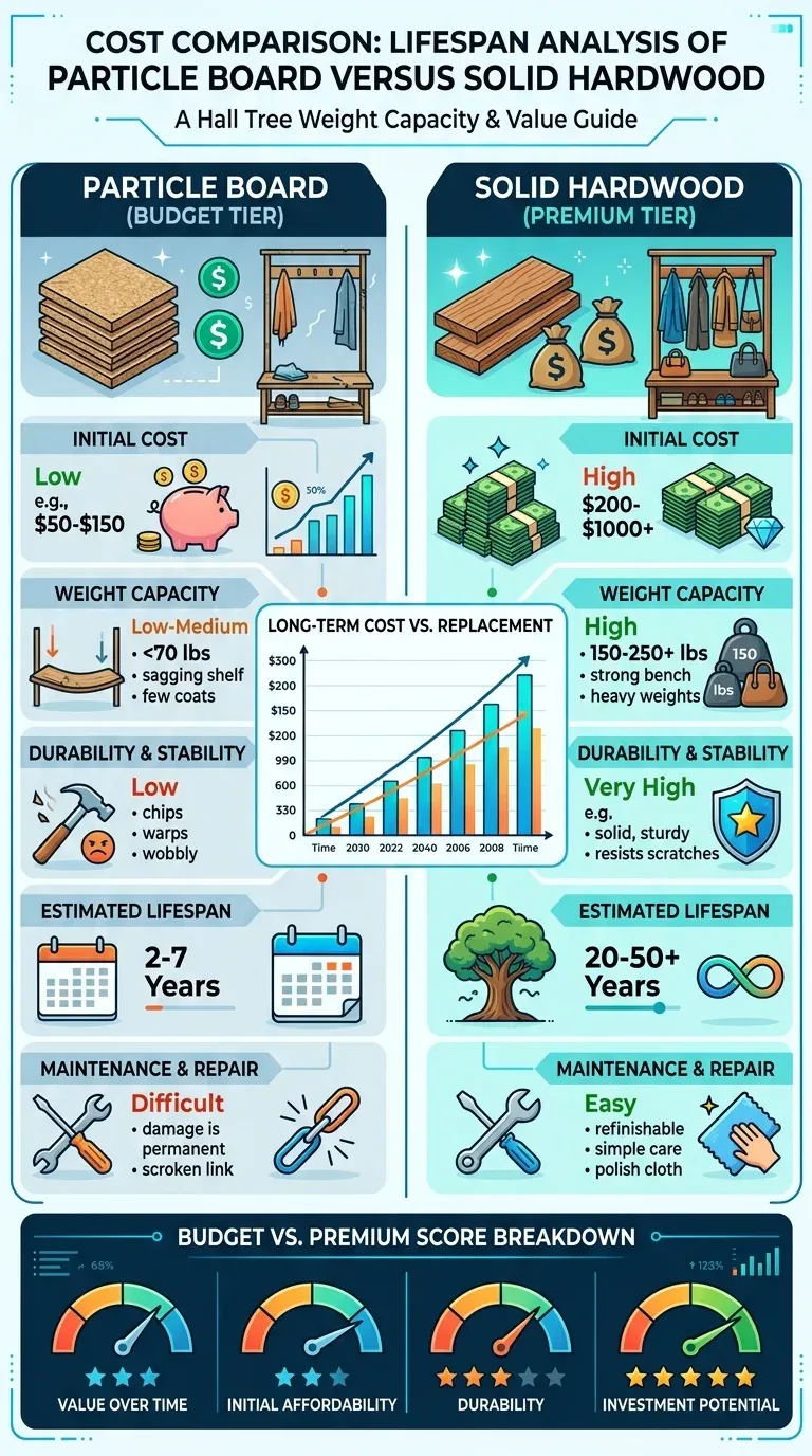 Cost Comparison: Lifespan analysis of particle board versus solid hardwood