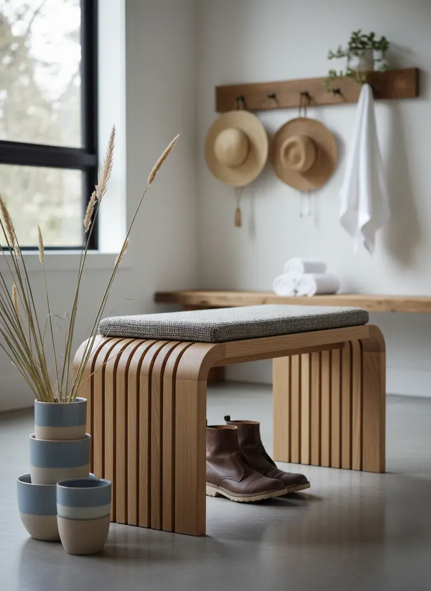 Proper ergonomic angles for mudroom seating