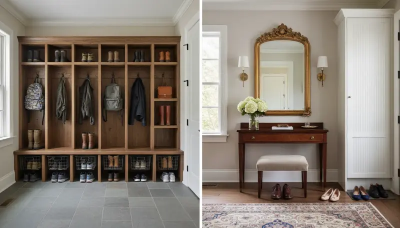 Mudroom Shoe Storage vs. Formal Entryway