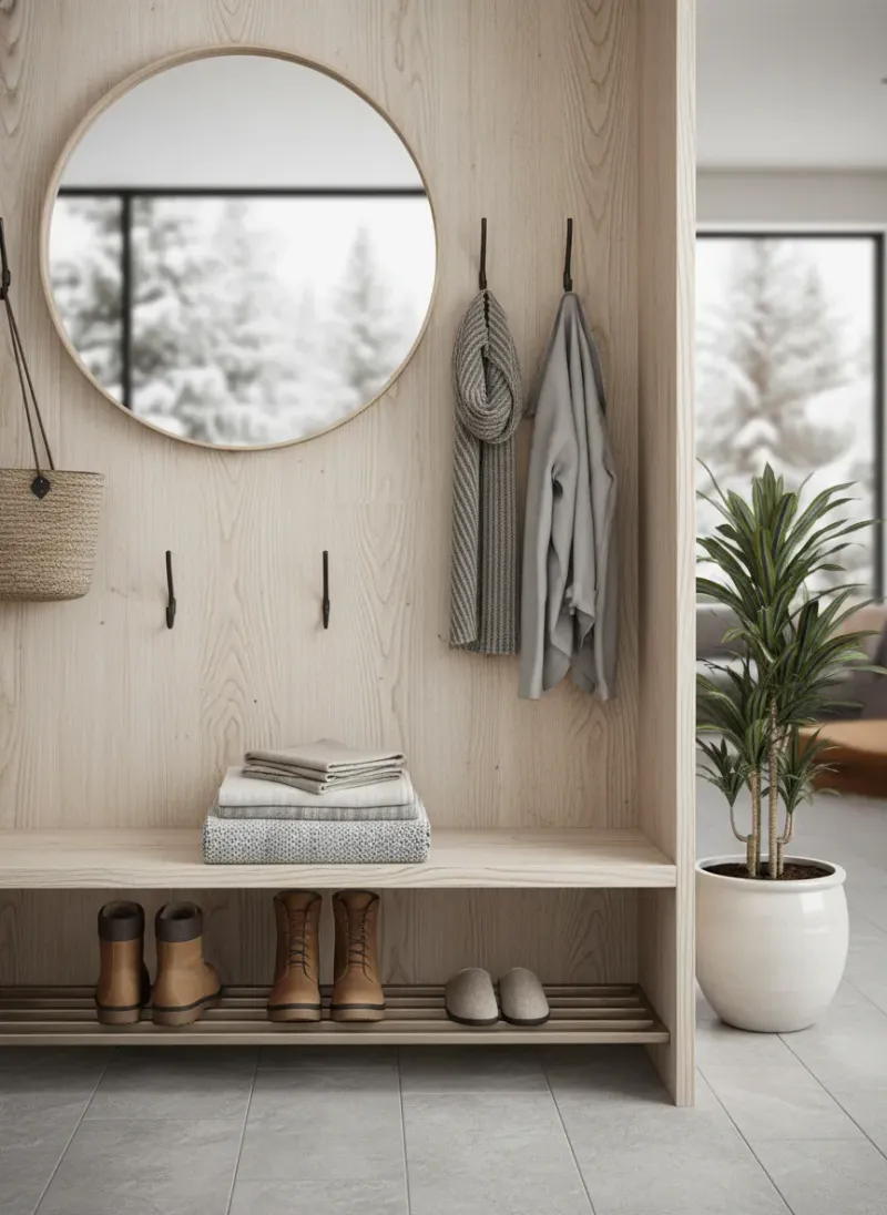 Professional SEO visualization for Scandinavian Mudroom Inspiration: Light Birch Designs for a Nordic Entryway