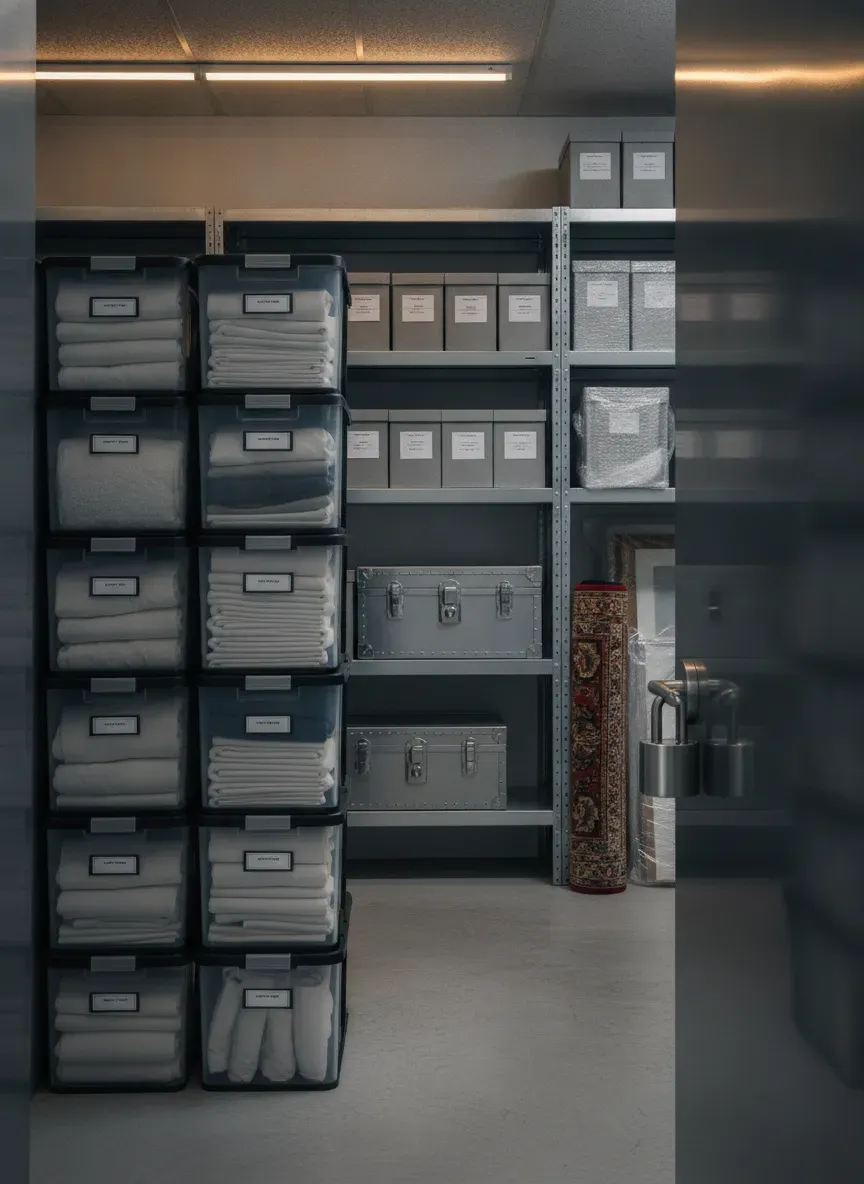 Organized and Protected Storage Unit Interior