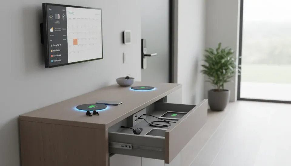 Smart Entryway Storage Technology: Integrating Charging Stations and Digital Organization