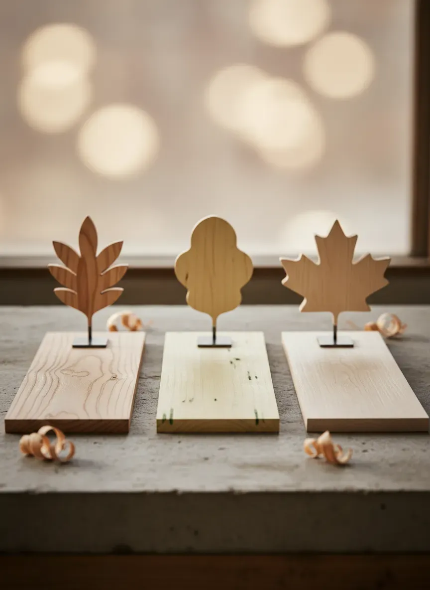 Comparison of affordable hardwood grains including ash, poplar, and soft maple