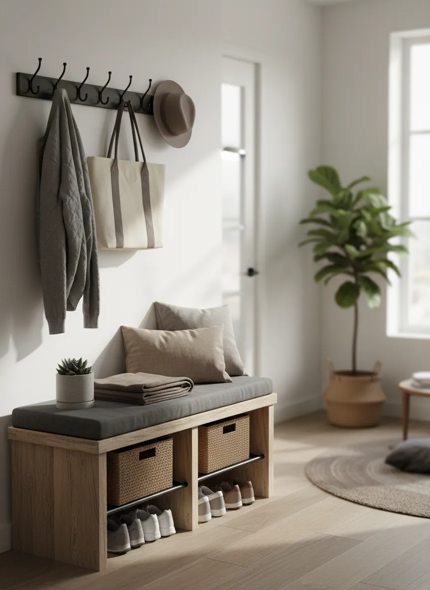 Space-saving Small Mudroom Benches