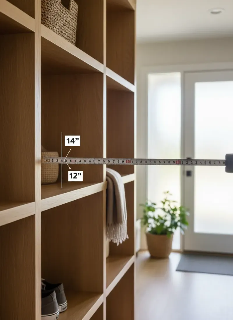 Professional SEO visualization for Standard Depth and Height Measurements for Optimal Entryway Organization Cubbies