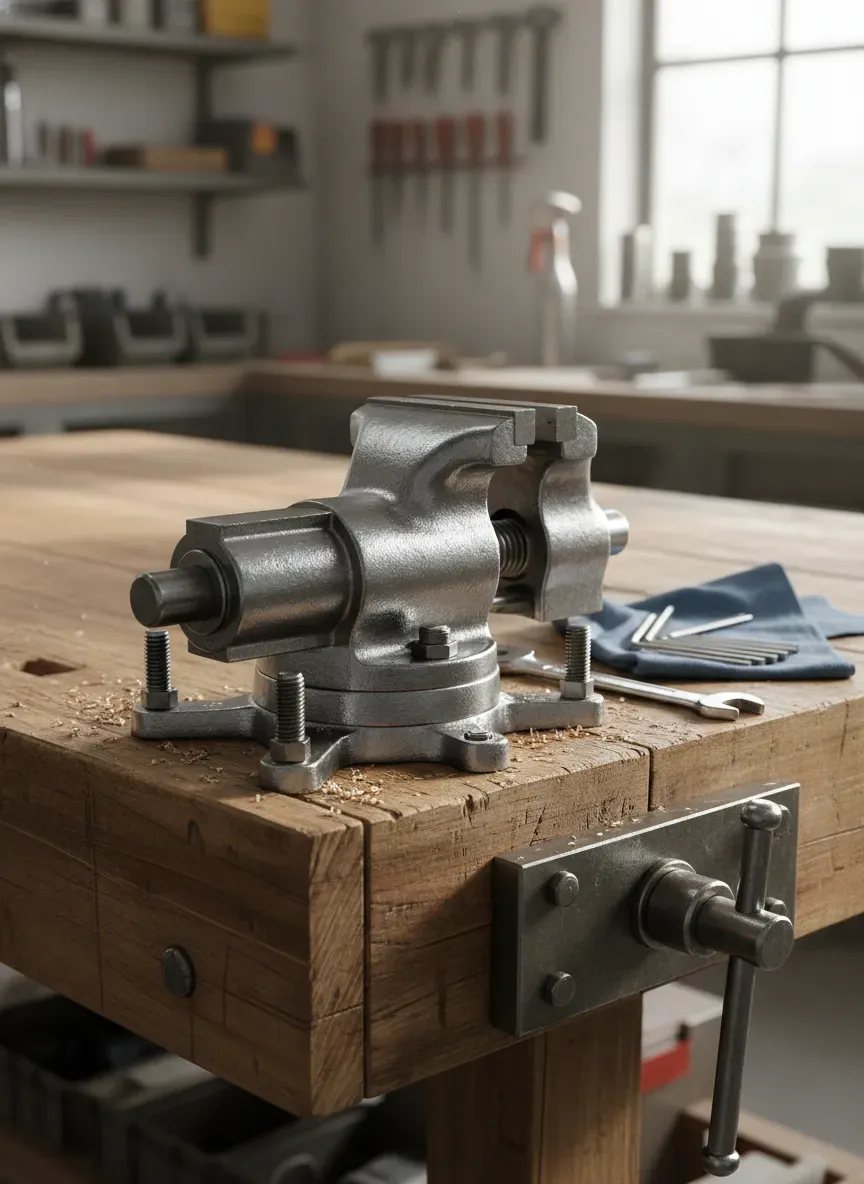 Installing a heavy duty vise on a thick wooden workbench