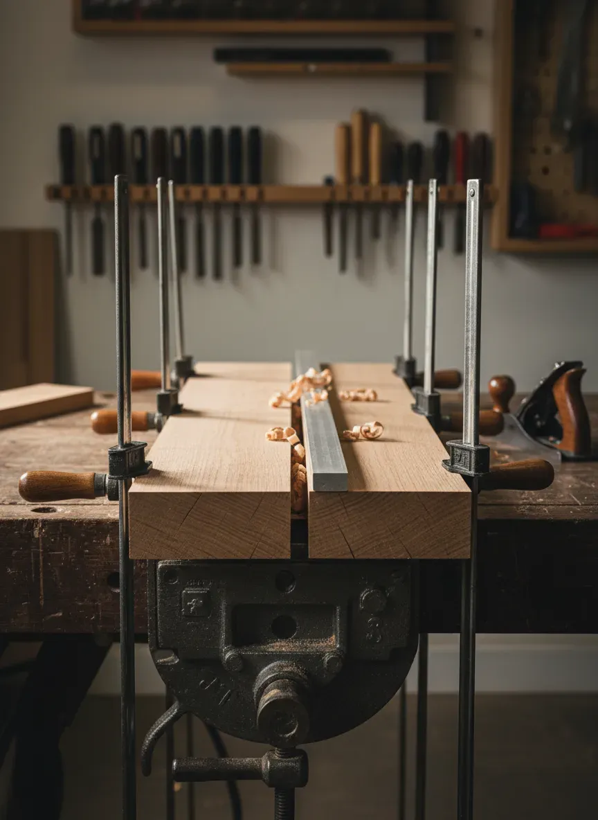 Proper edge jointing setup for workbench boards