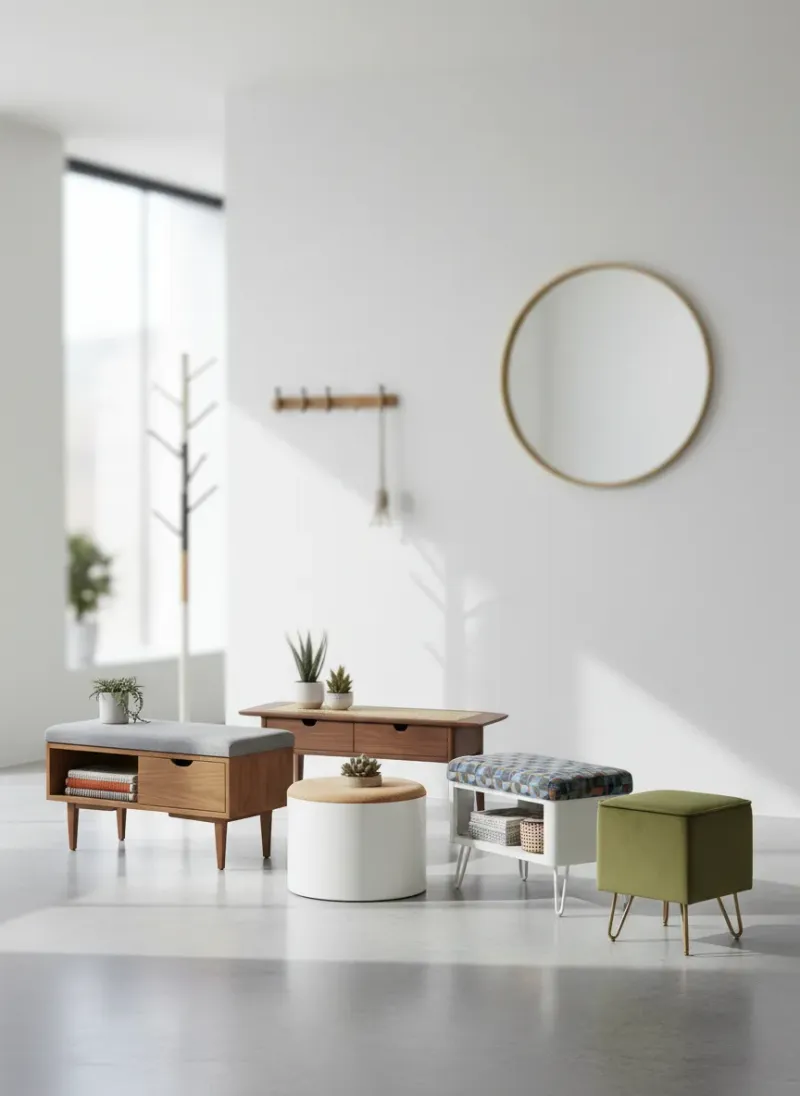 Professional SEO visualization for Top 5 MCM Entryway Benches for Small Spaces: Style Meets Storage Functionality