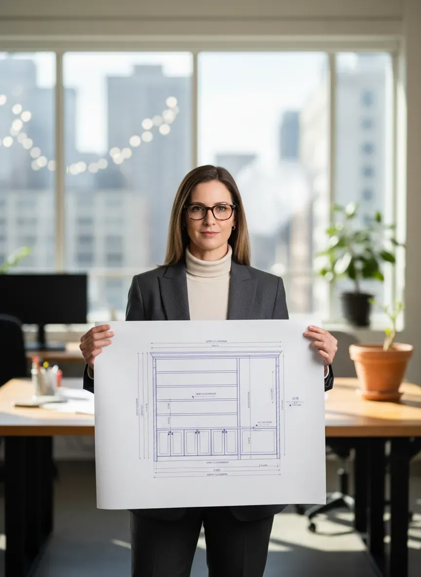 Schematic drawing of built-in dimensions showing depth and height clearances